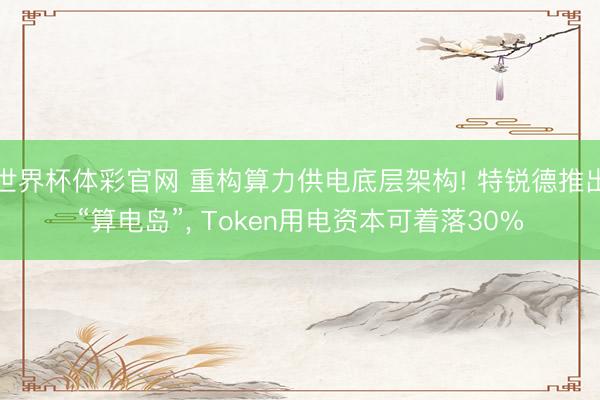 世界杯体彩官网 重构算力供电底层架构! 特锐德推出“算电岛”, Token用电资本可着落30%