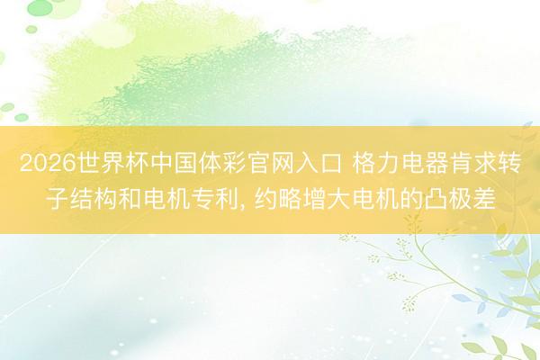 2026世界杯中国体彩官网入口 格力电器肯求转子结构和电机专利， 约略增大电机的凸极差