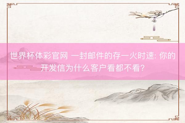 世界杯体彩官网 一封邮件的存一火时速: 你的开发信为什么客户看都不看?