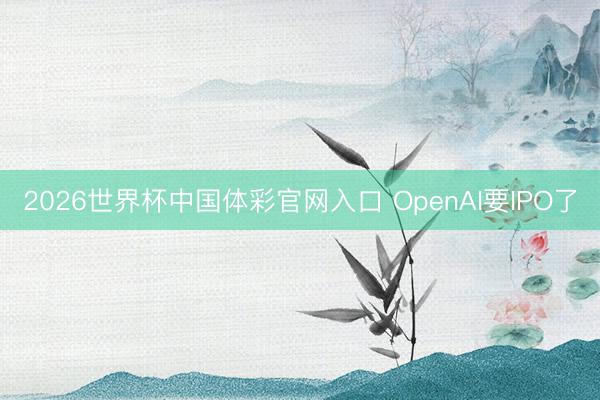 2026世界杯中国体彩官网入口 OpenAI要IPO了