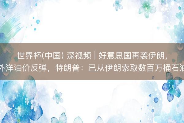 世界杯(中国) 深视频 | 好意思国再袭伊朗，外洋油价反弹，特朗普：已从伊朗索取数百万桶石油