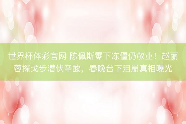 世界杯体彩官网 陈佩斯零下冻僵仍敬业！赵丽蓉探戈步潜伏辛酸，春晚台下泪崩真相曝光