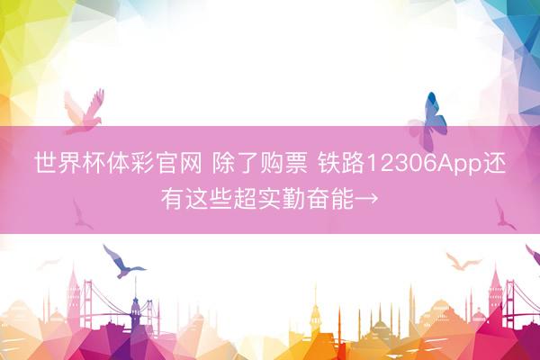 世界杯体彩官网 除了购票 铁路12306App还有这些超实勤奋能→