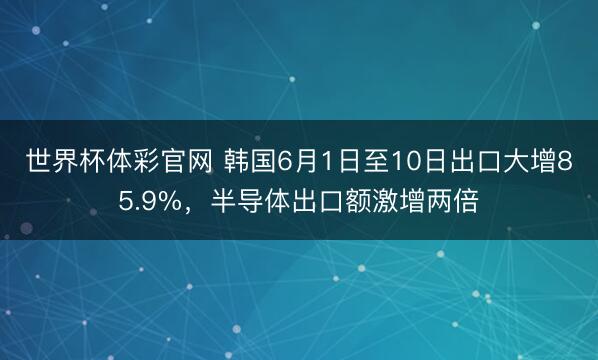 世界杯体彩官网 韩国6月1日至10日出口大增85.9%，半导体出口额激增两倍