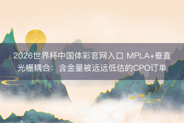 2026世界杯中国体彩官网入口 MPLA+垂直光栅耦合：含金量被远远低估的CPO订单