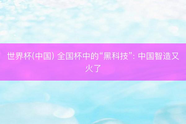 世界杯(中国) 全国杯中的“黑科技”: 中国智造又火了